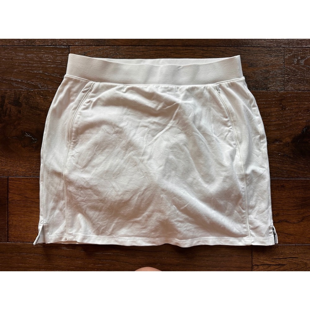 T by Talbots Women White Cotton Blend Athletic Skort Active Skirt Size M VN5107